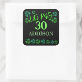 St Patrick Day Birthday Lets party shamrock Fyrkantigt Klistermärke