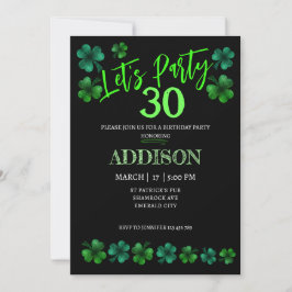 St. Patrick Day Birthday Lets party shamrock vuxen Inbjudningar