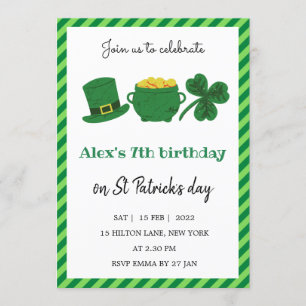 St Patrick Day Birthday Shamrock-Grönt Inbjudningar