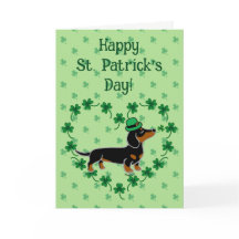 St. Patrick Day Black och Tan Dachshund Posing