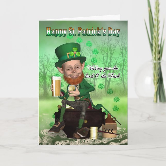 St. Patrick-Day Card - med Leprechaun Kort (Framsida)