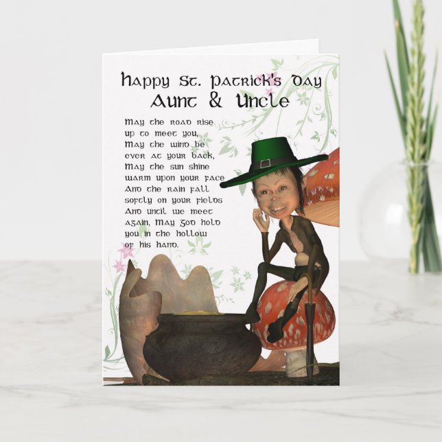St. Patrick-Day Card med Leprechaun Moster & UNCL Kort (Framsida)