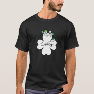 St Patrick Day Cat Lucky Shamrock Grönt Färg Funn T Shirt