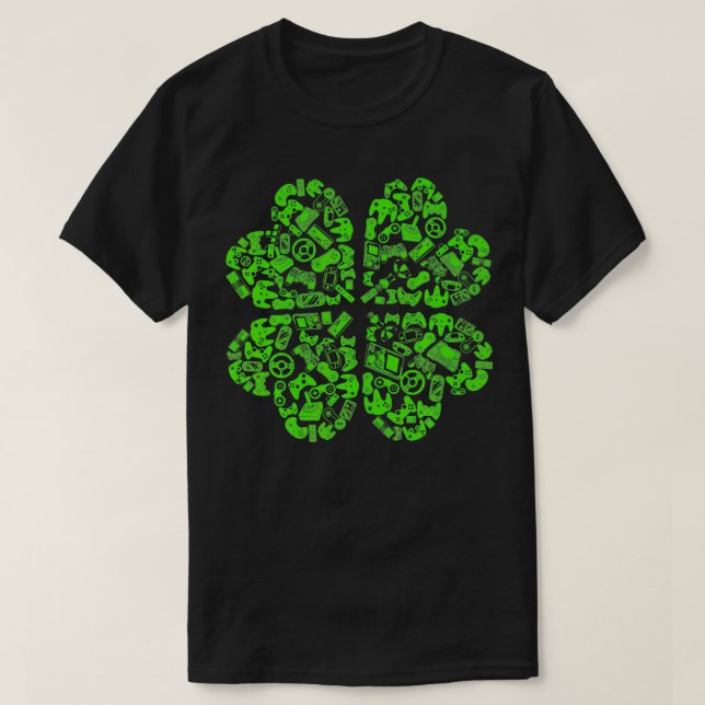 St Patrick Day Gaming 4 Löv Klöver Shamrock Funny T Shirt (Design framsida)