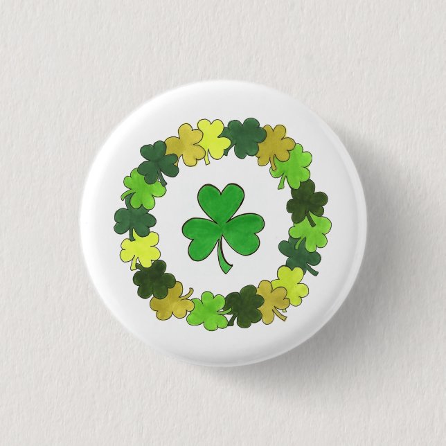St. Patrick Day Grönt Shamrock Klöver WAN Knapp (Framsida)