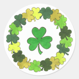 St. Patrick Day Grönt Shamrock Klöver WAN Runt Klistermärke