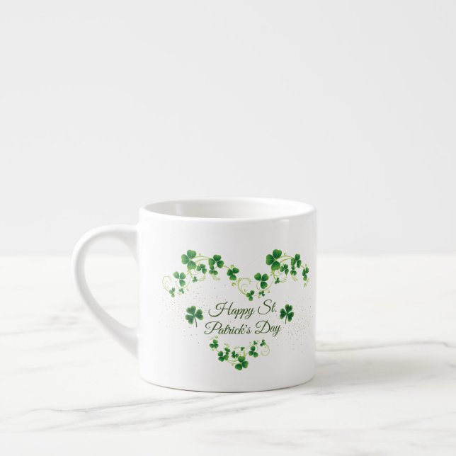 St. Patrick Day Grönt Shamrock Vine Irish Party Espressomugg (Vänster)