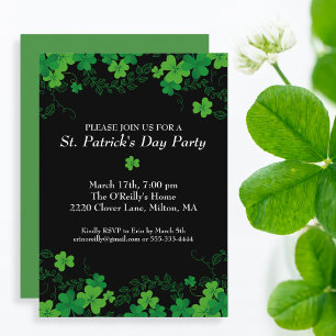 St. Patrick Day Grönt Shamrock Vine Irish Party Inbjudningar