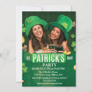 St. Patrick Day Grönt Shamrock Vine Irish Party Inbjudningar