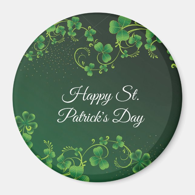 St. Patrick Day Grönt Shamrock Vine Irish Party Magnet (Framsidan)