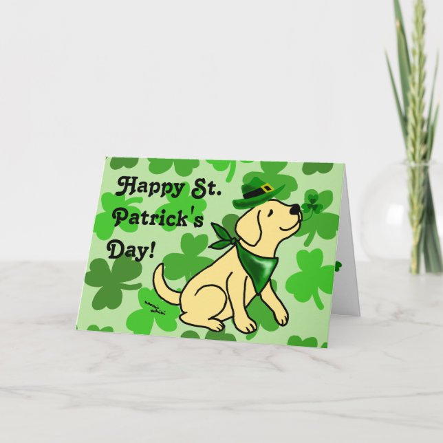 St. Patrick Day Gult Labrador Kort (Framsida)