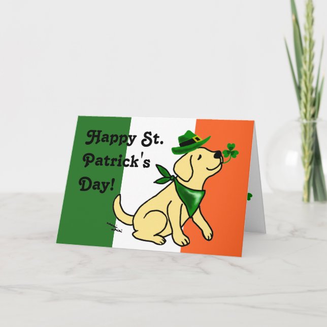 St. Patrick Day Gult Labrador Kort (Framsida)