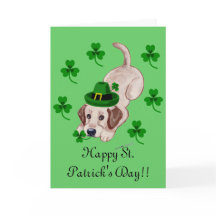 St. Patrick Day Gult Labrador Puppy i Grönt