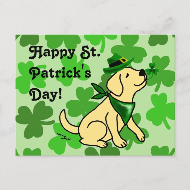 St. Patrick Day Gult Labrador Vykort (Framsida)