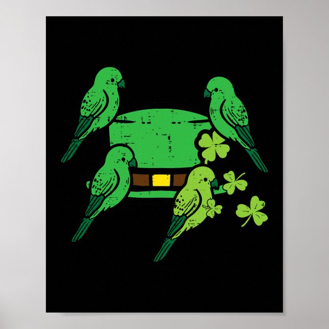 St Patrick Day Hat Birds Saint Paddys Cardinal Man Poster (Framsidan)