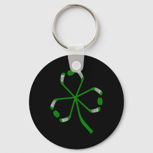 St Patrick Day Ice Hockey Sticks Shamrock Grönt Co Nyckelring