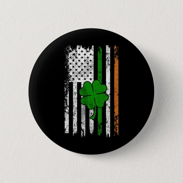St Patrick Day Irish American Flagga Retro Saint P Knapp (Framsida)