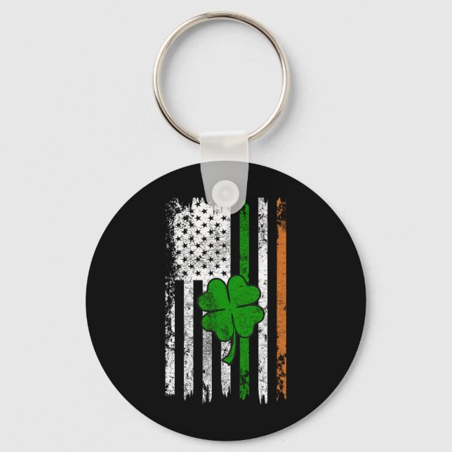 St Patrick Day Irish American Flagga Retro Saint P Nyckelring (Framsida)