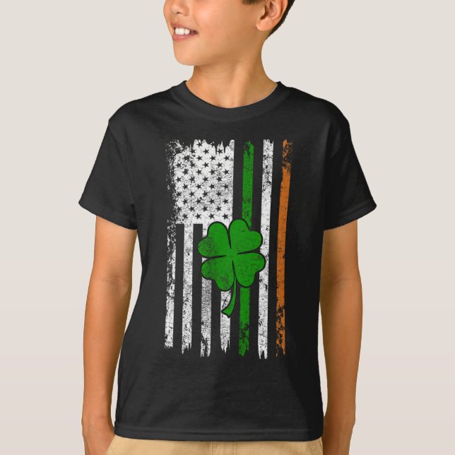 St Patrick Day Irish American Flagga Retro Saint P T Shirt (Framsida)