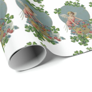 St. Patrick Day Irish Änglar Shamrocks Flowers Presentpapper