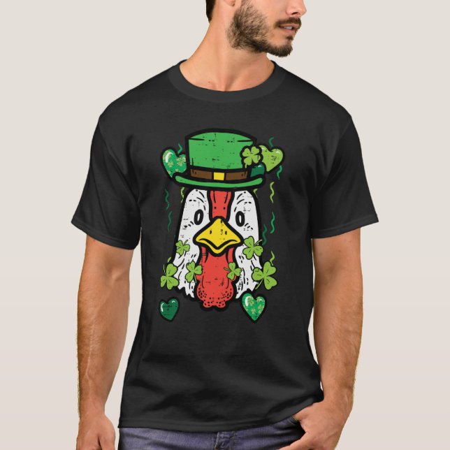 St Patrick Day Irish Chicken Saint Paddys Farm Men T Shirt (Framsida)