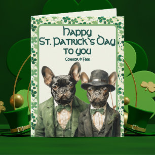 St. Patrick Day Irish Frenchie Hund Duo Kort