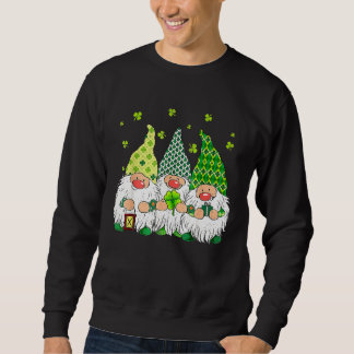St Patrick Day Irish Gnomes Leprechaunss Funky St  Lång Ärmad Tröja