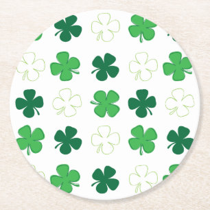 St. Patrick Day Irish Grönt Shamrocks Underlägg Papper Rund