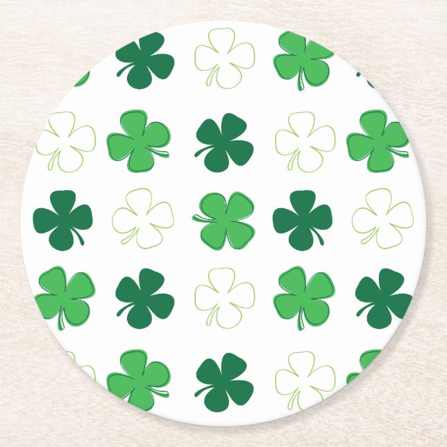 St. Patrick Day Irish Grönt Shamrocks Underlägg Papper Rund (Framsidan)
