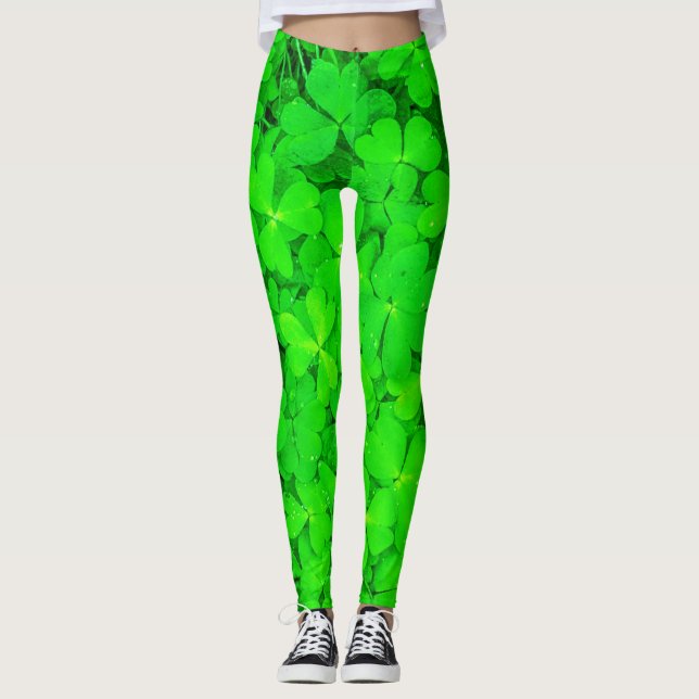 St. Patrick Day Irish Shamrock Klöver Grönt Leggings (Framsida)