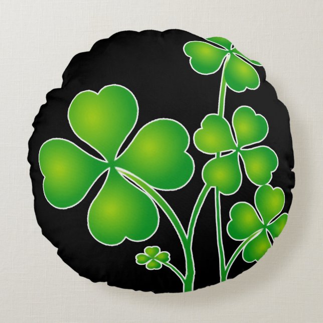 St. Patrick Day Klöver / Shamrocks + dina idéer Rund Kudde (Framsidan)