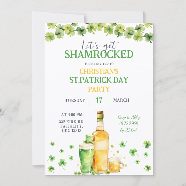 St Patrick Day Let's Get Shamrocked Party Inbjudningar (Framsida)