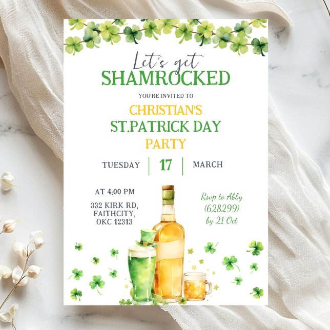 St Patrick Day Let's Get Shamrocked Party Inbjudningar (Skapare uppladdad)