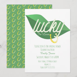 St Patrick Day Lucky Bröllopsdusch Läpp Green Inbjudningar