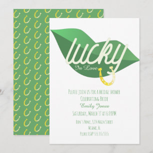 St Patrick Day Lucky Bröllopsdusch Läpp Green Inbjudningar