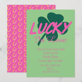 St Patrick Day Lucky Pink Bröllopsfest Inbjudan