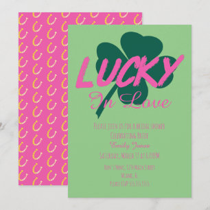 St Patrick Day Lucky Pink Bröllopsfest Inbjudan
