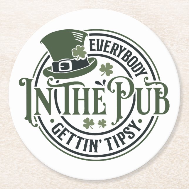 St. Patrick Day - Lund Tipsy Tavern Underlägg Papper Rund (Framsidan)