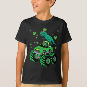 St Patrick Day Monster Lastbil Dinosaur Irish Kids T Shirt