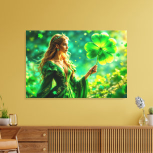 St Patrick Day mystical princess klöver magi Canvastryck