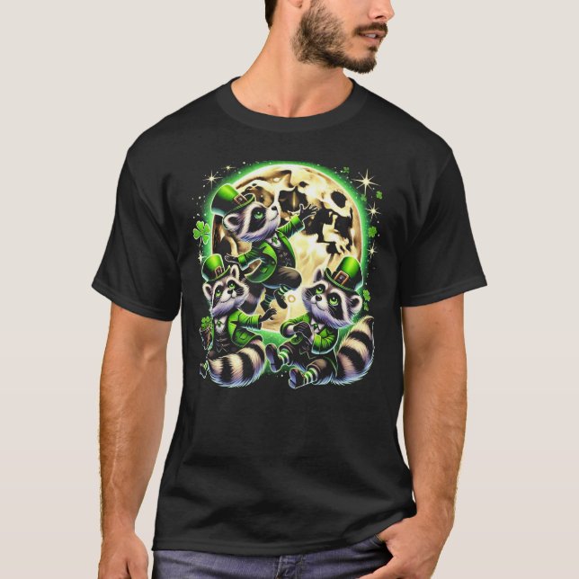 St. Patrick Day Raccoon T-Shirt (Framsida)