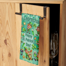 St. Patrick-Day-Roligten Adsible "Party Leprechaun Kökshandduk