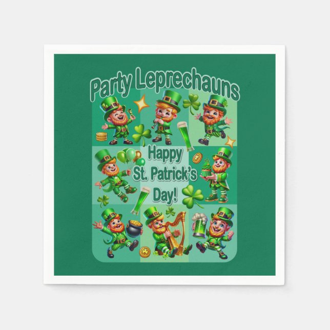 St. Patrick-Day-Roligten Adsible "Party Leprechaun Pappersservett (Framsidan)