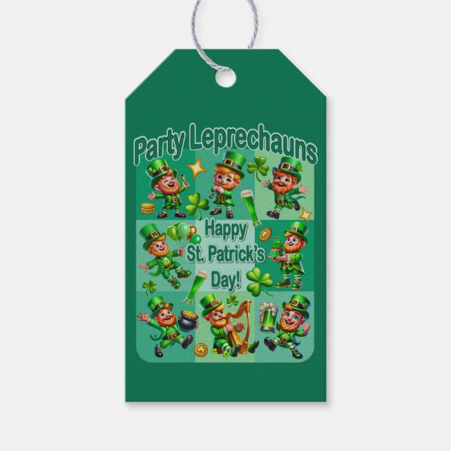 St. Patrick-Day-Roligten Adsible "Party Leprechaun Presentetikett (Framsidan)
