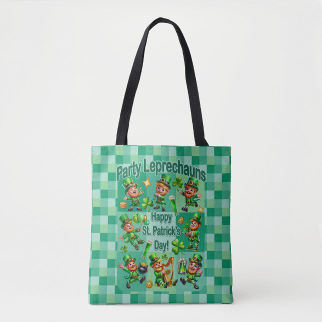 St. Patrick-Day-Roligten Adsible "Party Leprechaun Tygkasse (Framsida)