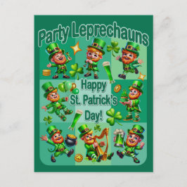 St. Patrick-Day-Roligten Adsible "Party Leprechaun Vykort