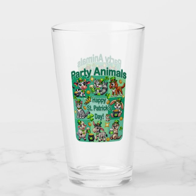 St. Patrick Day-Roligten och "Party Animals" Glaskopp (Framsida)