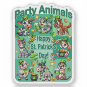 St. Patrick Day-Roligten och "Party Animals" Klistermärken