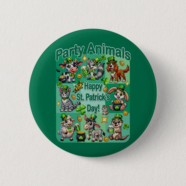 St. Patrick Day-Roligten och "Party Animals" Knapp (Framsida)