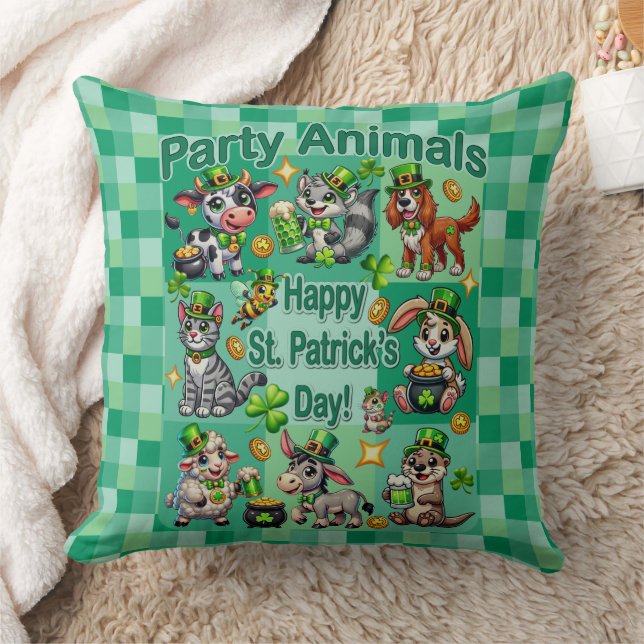 St. Patrick Day-Roligten och "Party Animals" Kudde (Filt)